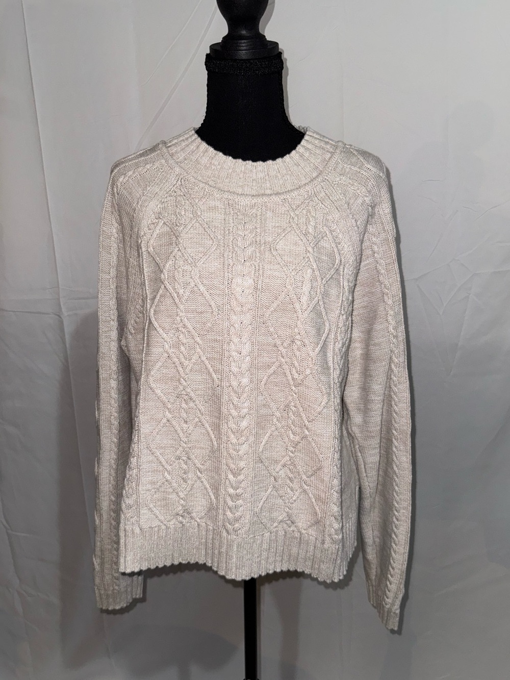 GAP Cream Cable Knit Crewneck Sweater